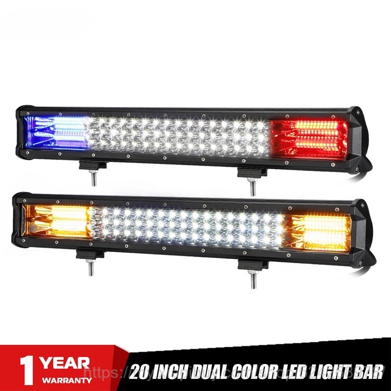 【Ready Stock】20 Inch Offroad LED Light Bar Dual Color White Amber Blue Red Spot Flood Warning Strobe LED Work Lamp For Truck ATV SUV 4X4 UTV (Products Without sku Options Are All O