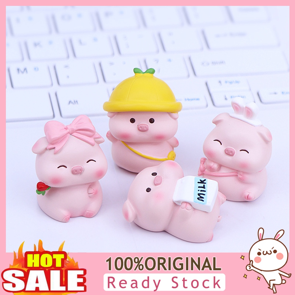 （moreorders） Animal Figurine Cartoon Lovely Adorable Fine Workmanship Mini Office Decor Eco-friendly Lie Pigs Desktop Ornament Car Decor