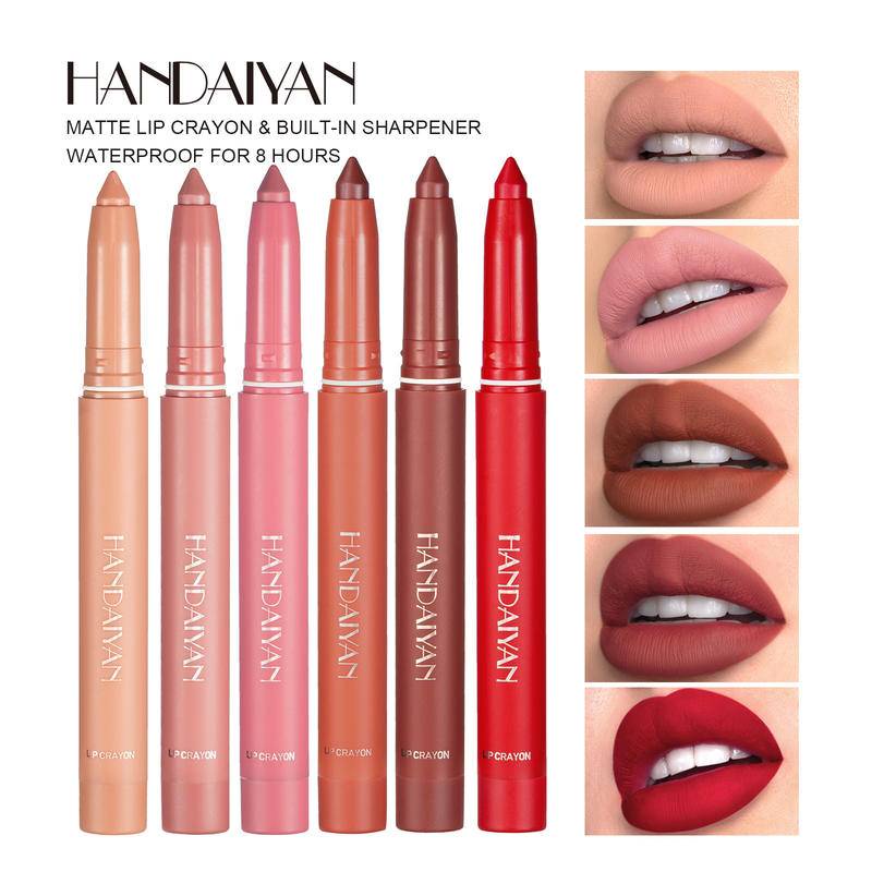 12 Colors Lipstick Waterproof Lasting Lipstick Pen Matte Lip Liner Dual-use Lipstick Rose Plum Color Pepper Color Makeup