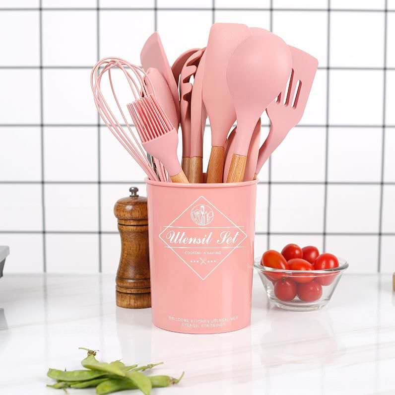 12Pcs Cooking Tools Kitchen Cookware Set Silicone Utensils Cooking Sets Household Kitchen Accessories Sets Sendok 硅胶餐具