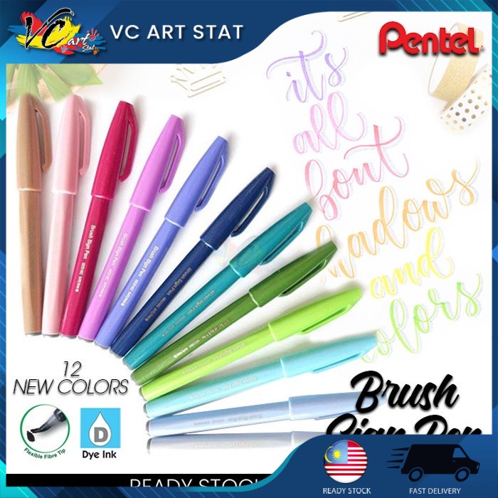 Pentel Fude Touch Brush Sign Pen Calligraphy Handwriting Soft Tip Art Supplies Color Pen