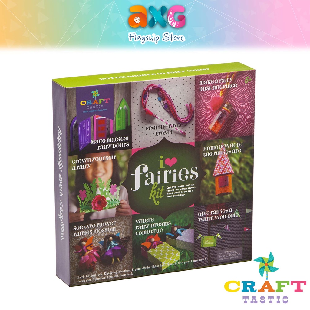 Year End Sale | Craft Tastic I love Fairies DIY Handcraft Kit (CT1684) 9 Crafts in 1 Box Children Art & Crafts Fun