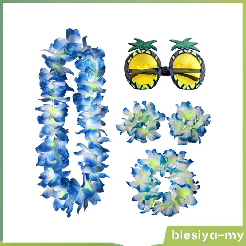 [BlesiyaMY] Hawaiian Necklace Costume Set Beach Womens Fancy Dress Dress Decor Headband