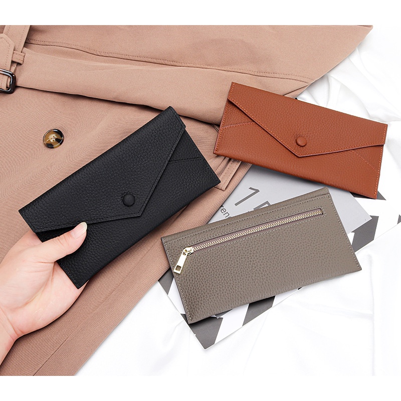 First Layer Cowhide Genuine Leather Long Wallet Women 20% Off Wallet 2023 New Style Soft Leather Ultra-Thin Wallet Card Holder Integrated Bill Holder for Mobile Phone