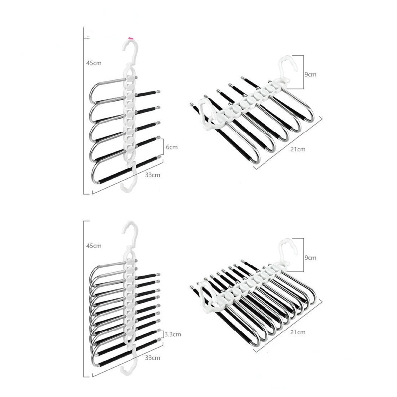 【READY STOCK】Stainless Steel Anti-Slip jeans Pant Hanger 5 / 9 Layer Magic hanger Multi Functional pants Rack Wardrobe Organizer Cloth