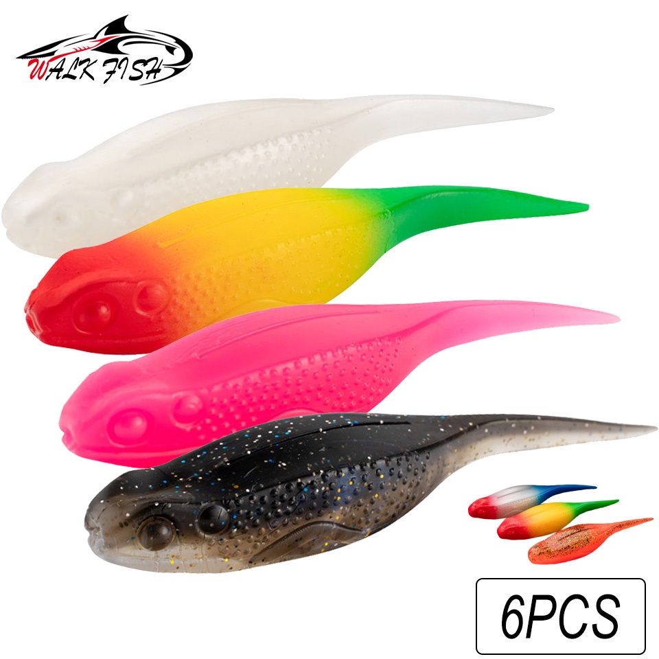 WALK FISH 6PCS Soft Frog Rubber Fishing Lure Baits Soft Tadpole Shaped Fish Baits Freshwater Saltwater Minnow Trout Perch Fishing Tackle