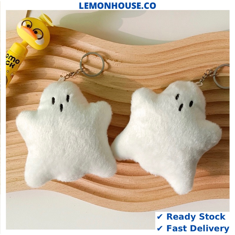 Ready Stock 10cm Cute White Ghost keychain Pendant Creative Plush Toy Backpack Couple halloween gift premium rantaikunci