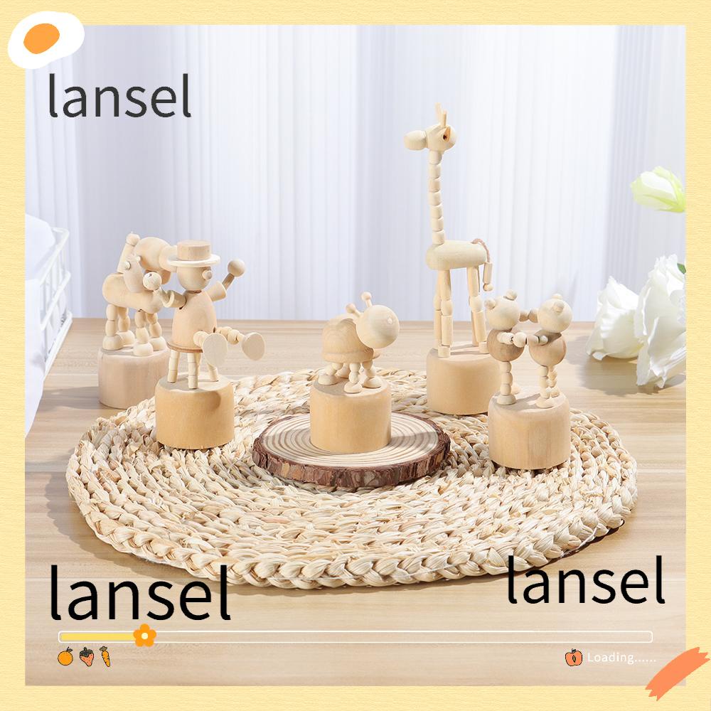 ~ LANSEL ~ Personalized Mini Desktop Decor Book Shelf Educational Toys Wooden Animal Ornaments Giraffe Dog Figurine Home Decoration Gifts Fun Wood DIY Craft