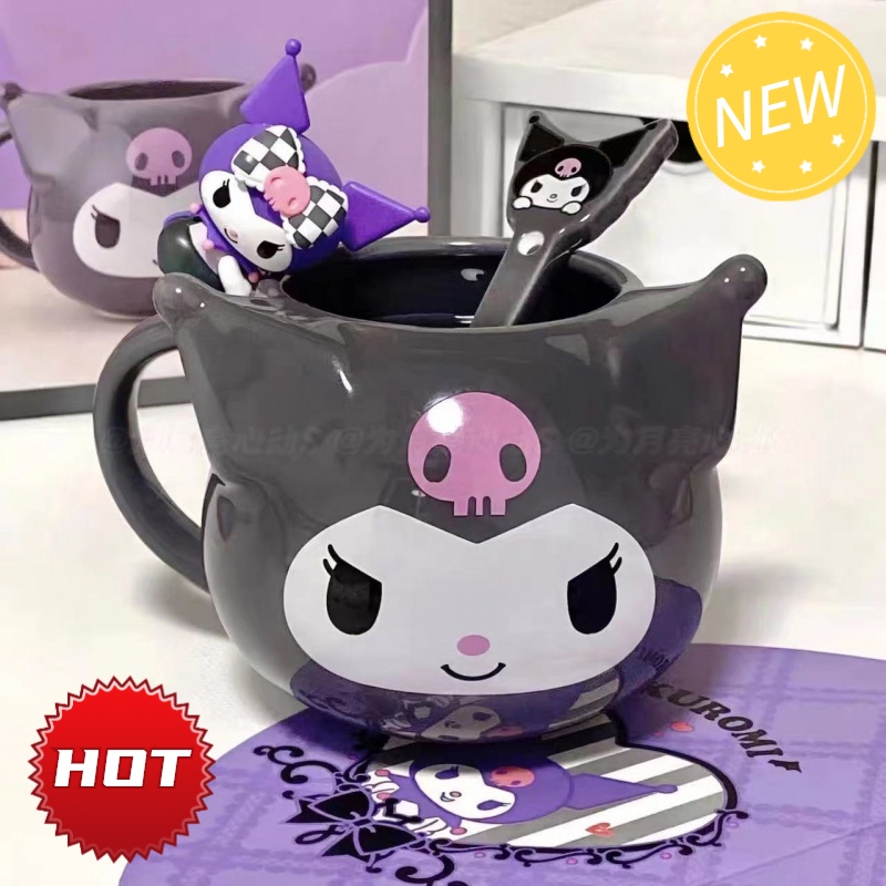 Graby2023 Sanrio kuromi Ceramic Cup Mug Coffee Cup Drinking Cup Household ins Style Milk Cup Cute kuromi Oatmeal Cup Mug Creative Unique Gift Cup Hot Sale [Hot Sale CP Value]