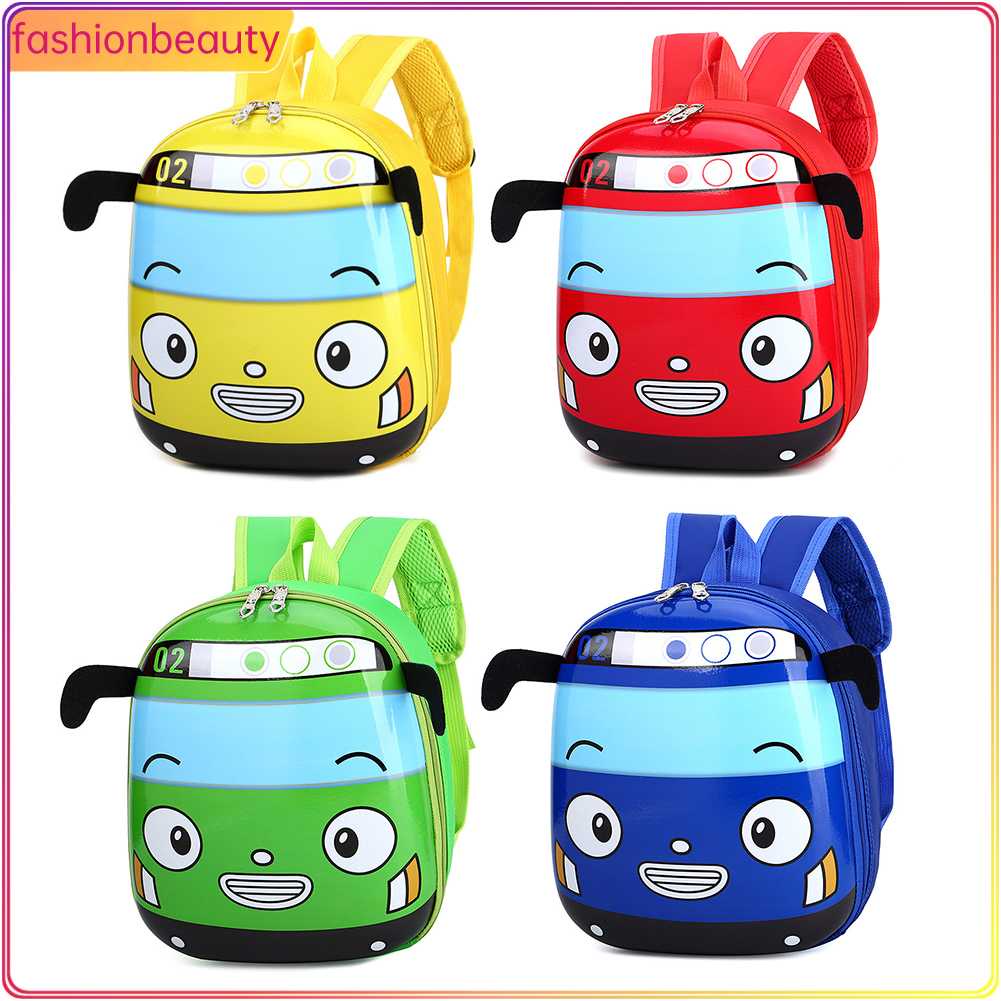 Children 3D Cartoon Bus Backpack Lovely EVA Nylon Durable Kindergarten School Bag Fashion Girls Boys Zipper Satchel