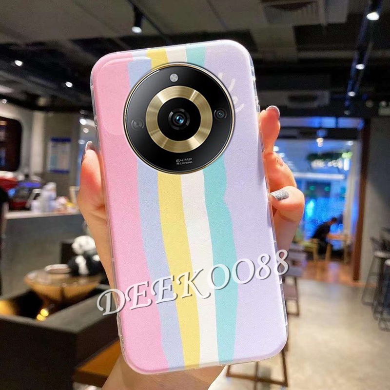 Phone Case Realme 11 Pro+ Plus 5G C53 NFC 4G Realme11 11Pro 2023 Rainbow Color Softcase TPU Smartphone Casing Lovers Couple Back Cover Simple Colourful Cases Realme11Pro+ ProPlus