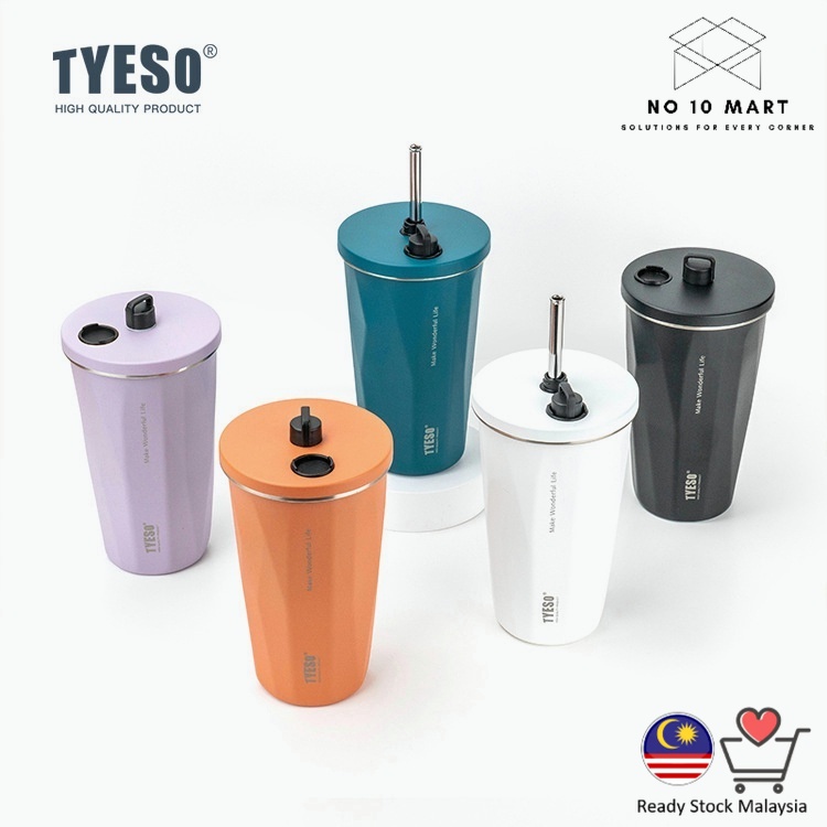 [Ready Stock] 100% Original Diamond TYESO Thermos Cup 304 Stainless Steel Tumbler Cup with Straw Vacuum Bottle Ice Cup