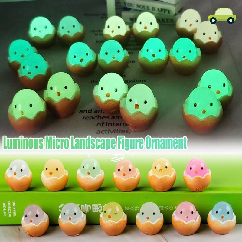 Mini Cute Luminous Chicken Ornament DIY Home Decor/ Creative Glowing In Dark Resin Broken Eggshell Decoration