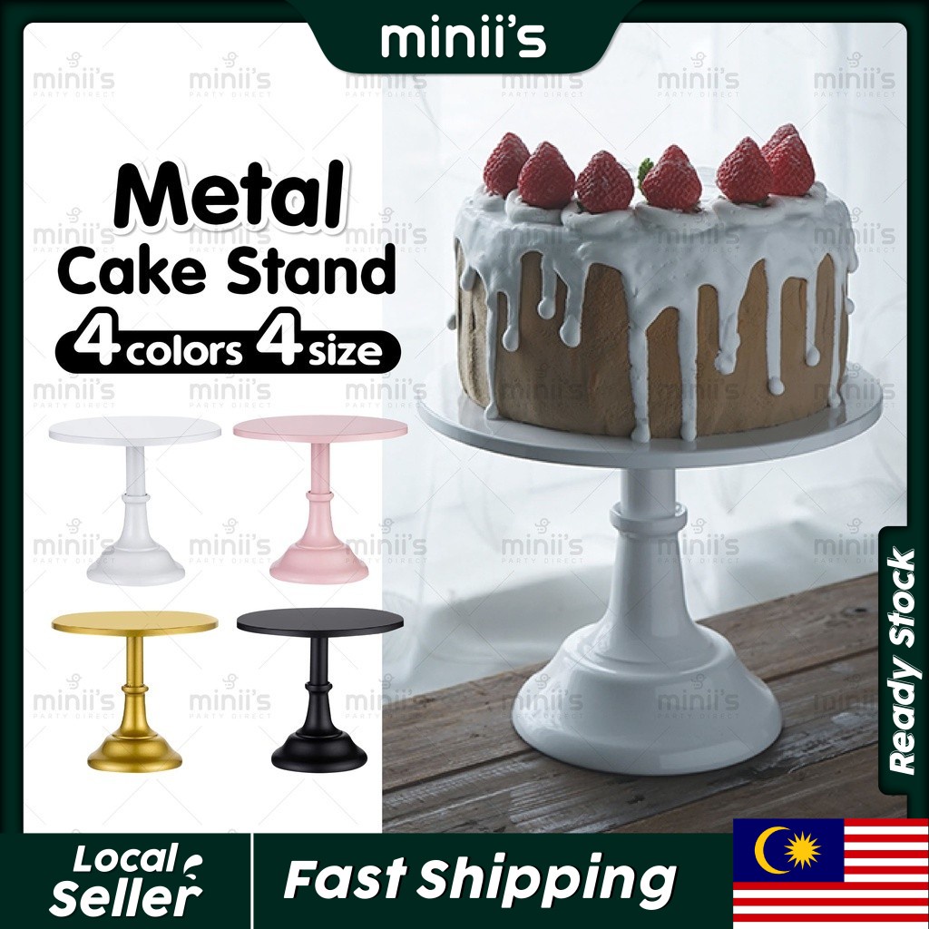 Minii's Metal Iron Cake Stand Round Pedestal Dessert HolderDisplay Rack Cupcake Bakeware White Birthday Wedding Party