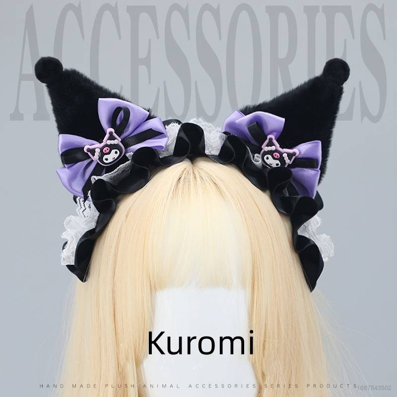 SQ2 Kuromi hair hoop ears plush hair accessory lolita cosplay Comic-con props cute headband