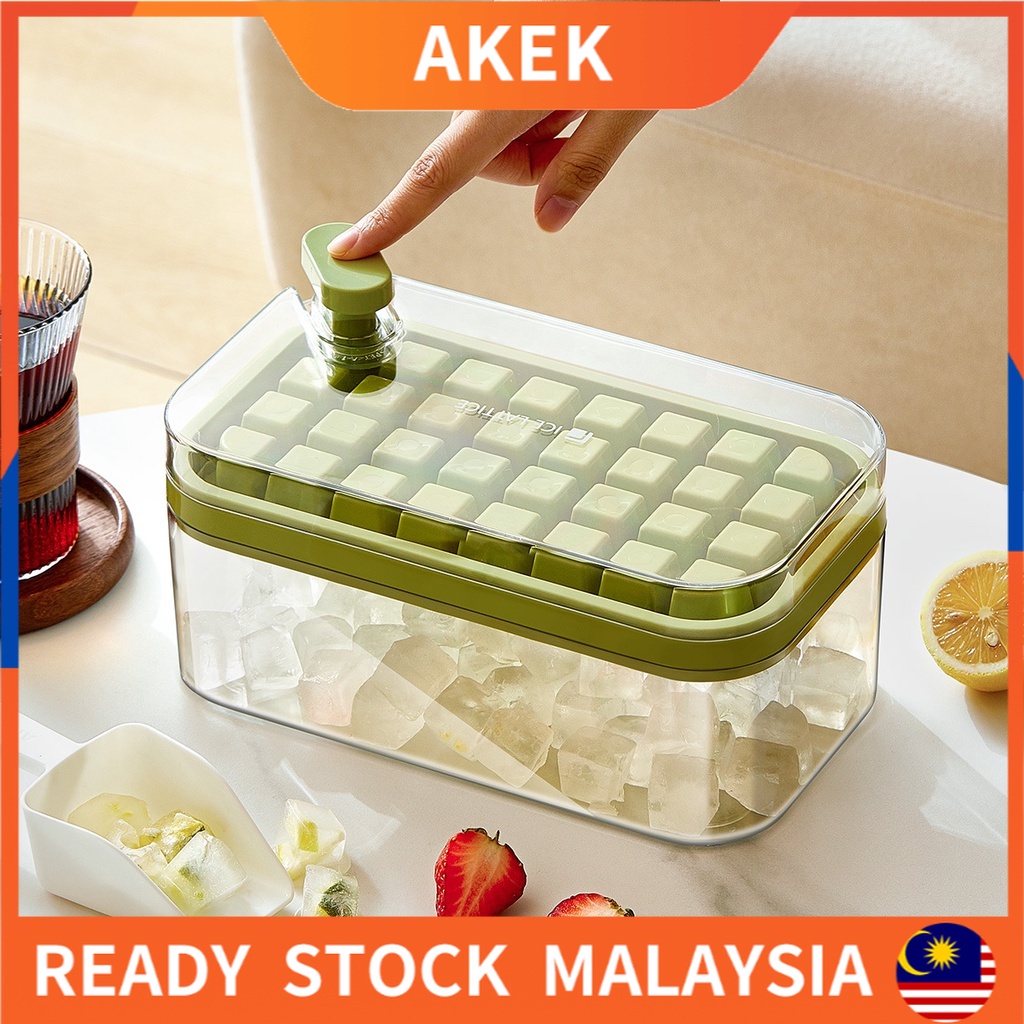 64-grid ice box one-button push off ice cube mold ice cube tray with storage box DIY ice mold