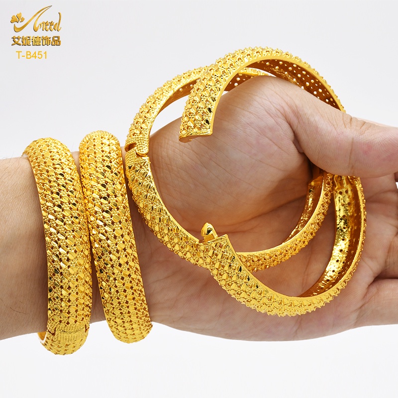 Dubai 24K Gold Plated Bangles Bracelet Bridal Wedding Gift Hawaiian Women Charm Jewelry Party