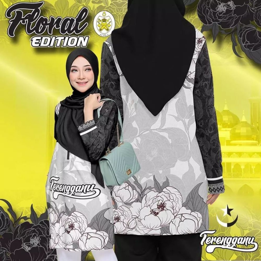 Muslim Apparel Floral Edition Men's and Women's Muslim Sports Jersey Terengganu State