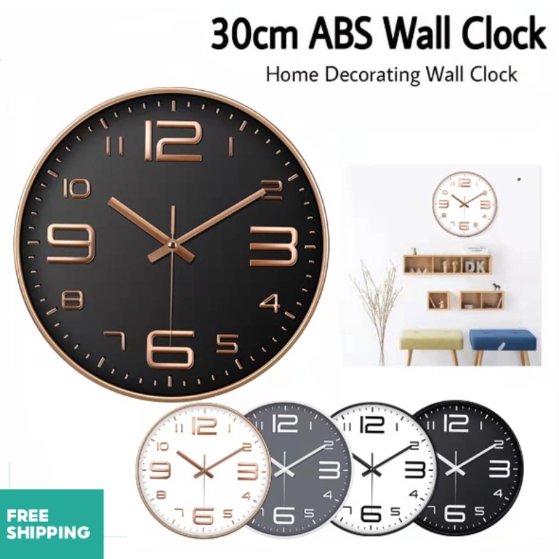 Japan Quartz Movement 30cm Modern Jam Dinding Wall Clock Digital Quiet Home Office Living Room Clock