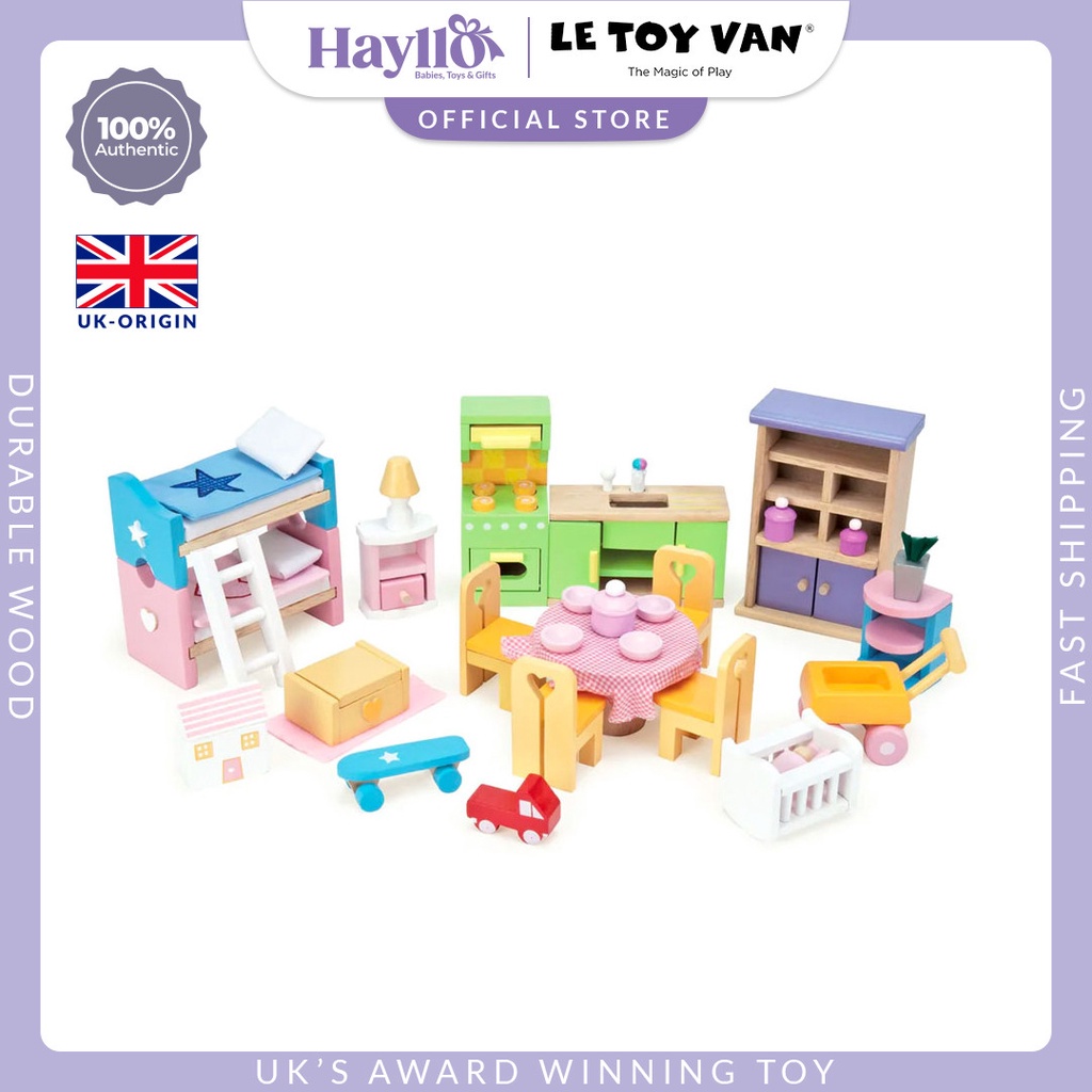 Le Toy Van Starter Furniture Set Premium Sustainable Wooden Toys Children Pretend Play For 3 Years+