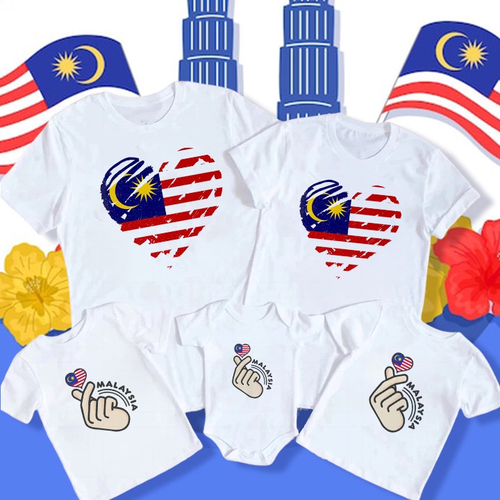 Malaysia National Day Family Shirt Set Patriotic Boy Girl Tops Happy Hari Merdeka T Shirt Fashion National Day Tshirt Celebration Gift