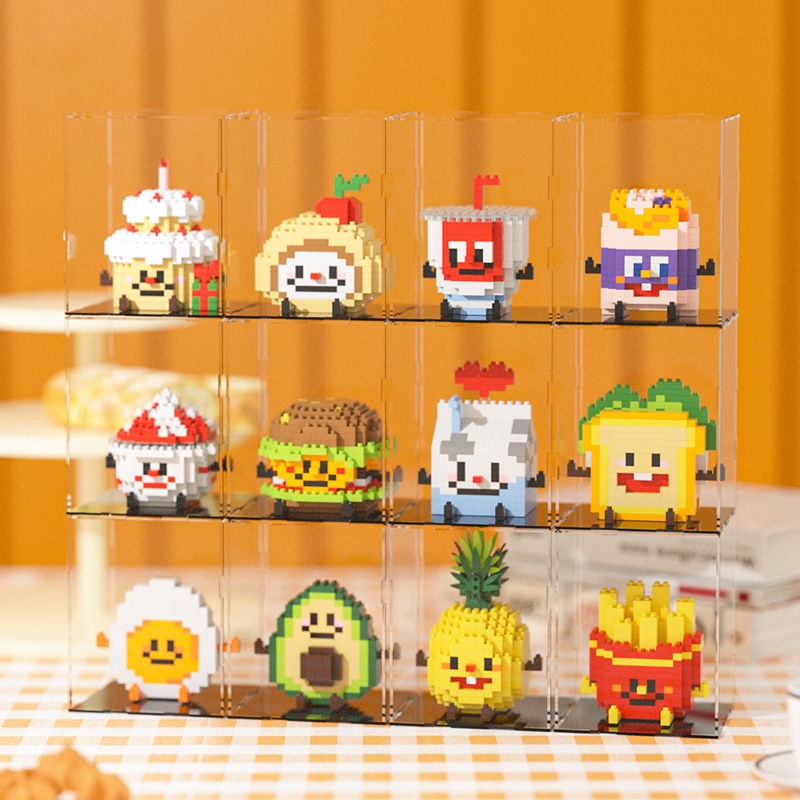 Happy Afternoon Tea Series Leisure Assembled Building Blocks Educational Toys Sandwiches Avocado French Fries Burger Model Holiday Celebration Decoration