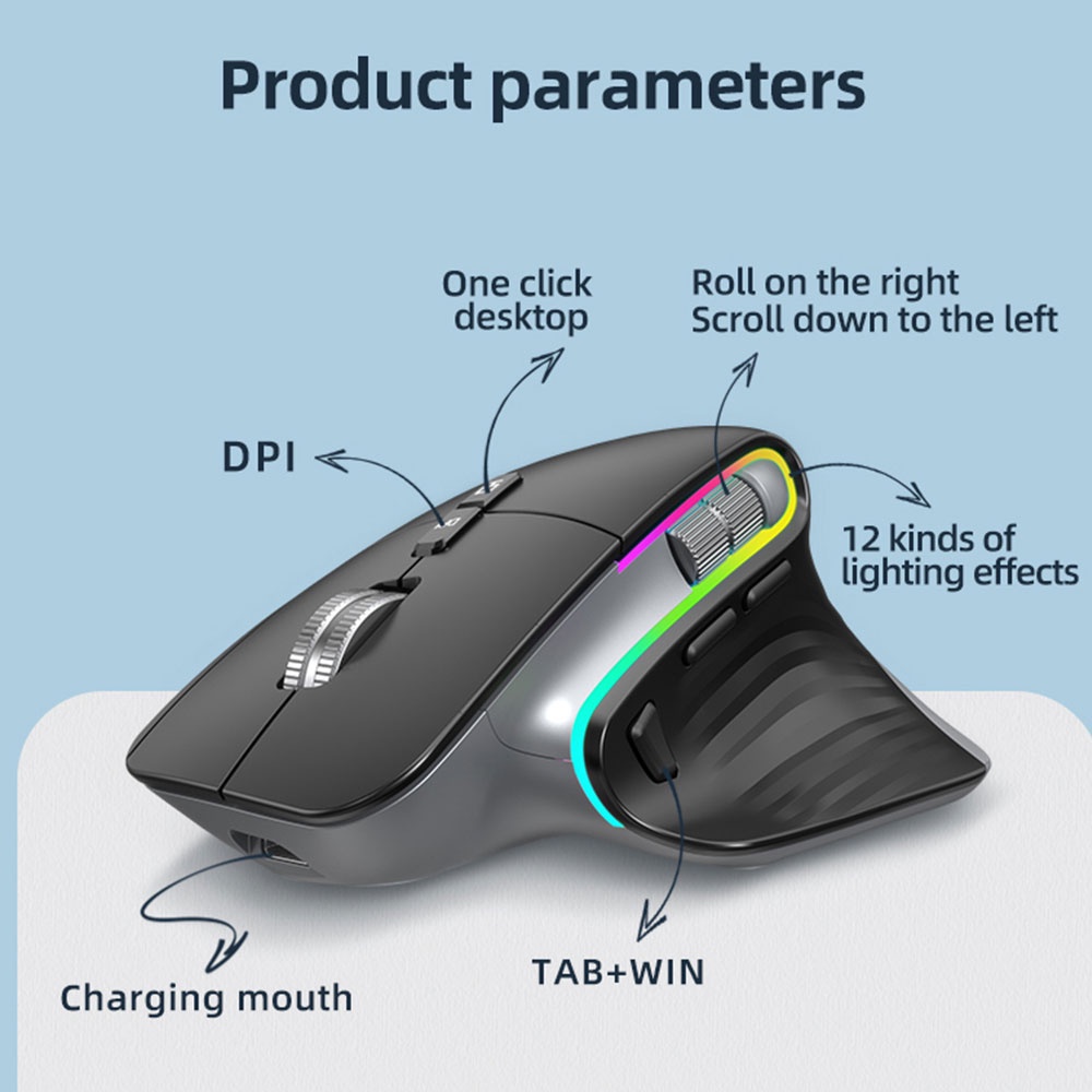 Must Purpose VICTSING M10 Multi-Device Ergonomic 2.4G Wireless + Bluetooth Mouse Rechargeable RGB 4000 DPI Mice Reliable - Image 4