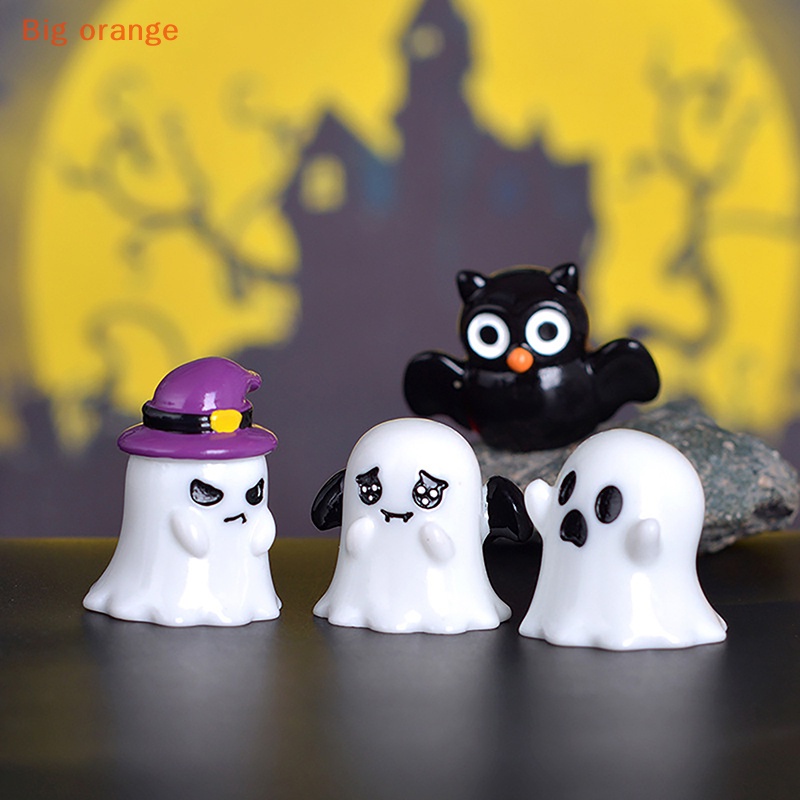 [Big orange] Halloween Micro Landscape Miniature Figurines Resin Craft Mini Fairy Garden Ornaments Cute Pumpkin Ghost Vampire Decoration