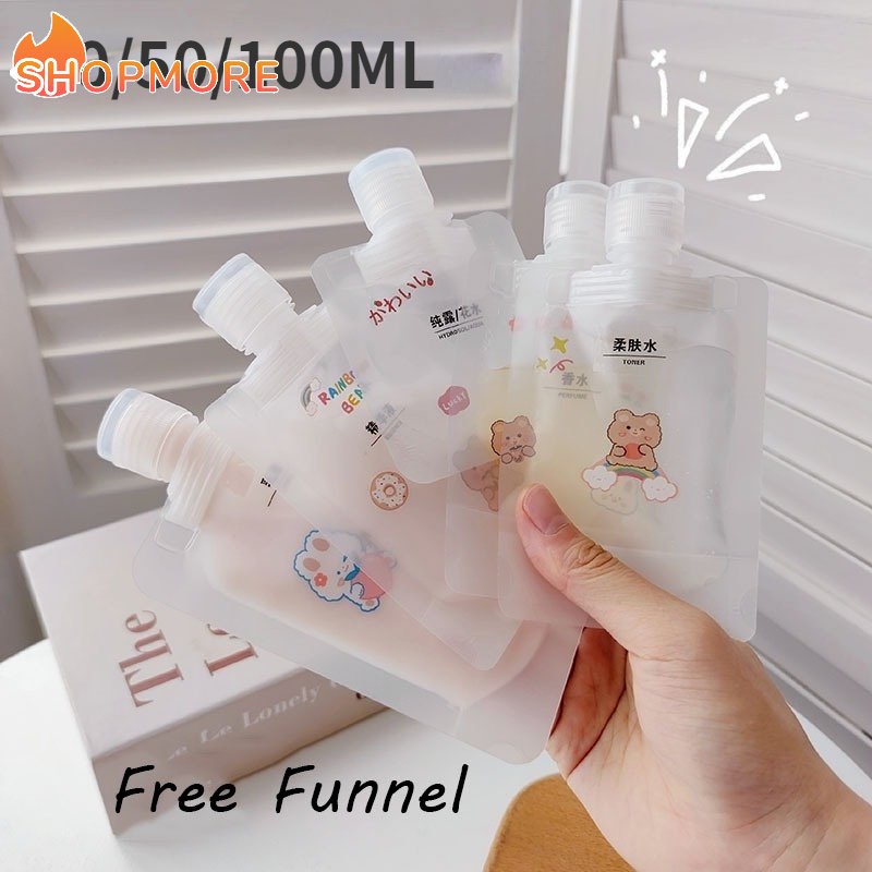 30/50/100ML Lotion Shampoo Cosmetic Travel Packaging Bags / Cute Cartoon Empty Hand Sanitizer Bottle Liquid Dispenser Bag