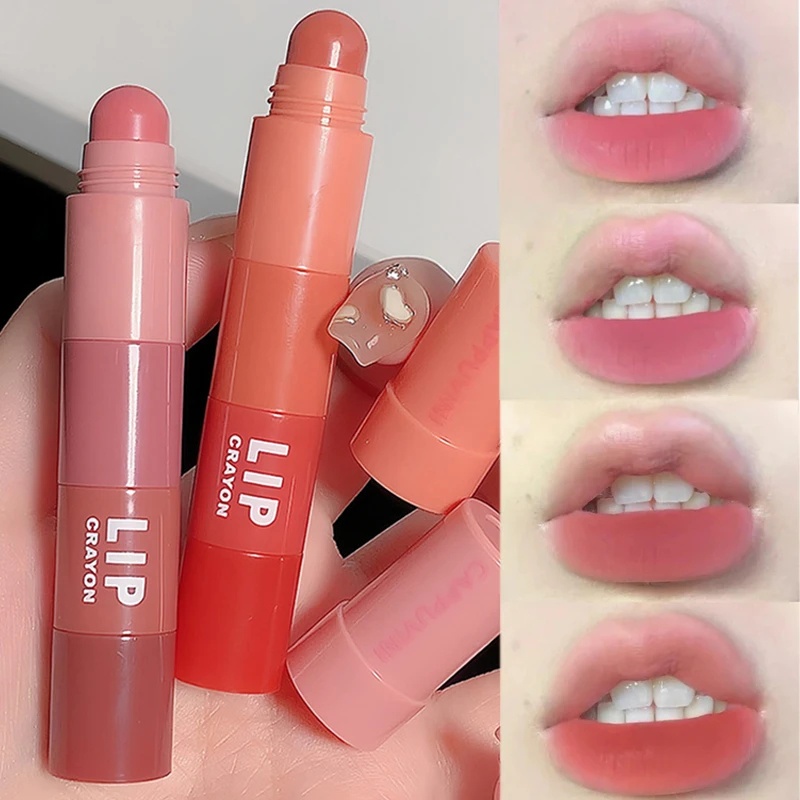 4 In 1 Cappuvini Matte Group Crayon Mini Lipstick / Waterproof Non-Stick Cup Lip Gloss Kit / Long-Lasting Moisturizing Rose Red Lip Tint Beauty Makeup / Korean Sexy Cosmetics