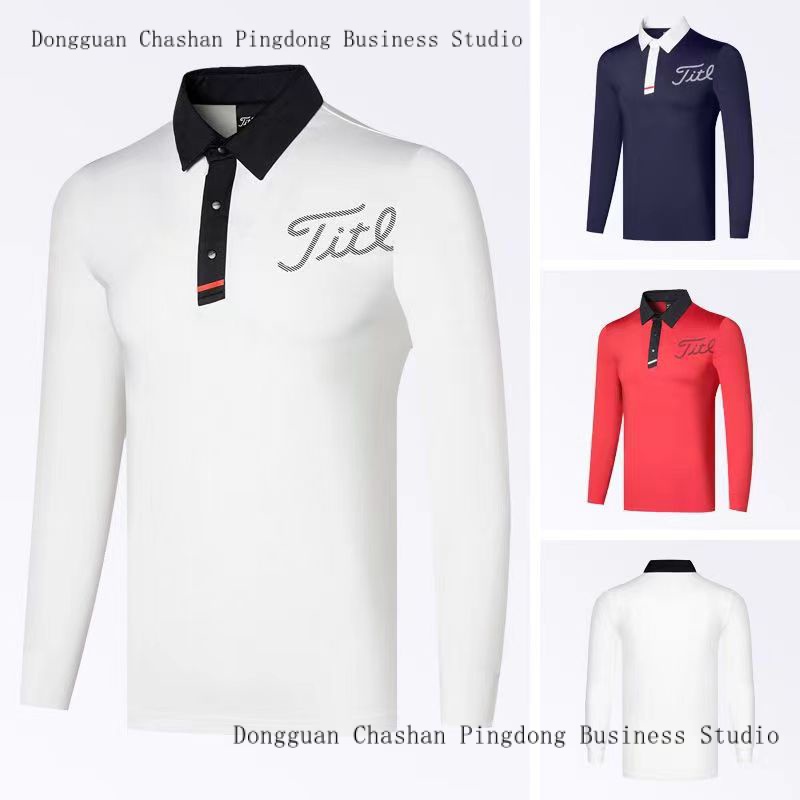 2023 new golf long sleeve T-shirt Men's POLO shirt and autumn winter stand collar breathable fast drying polyester outdoor sweatshirt can be customized