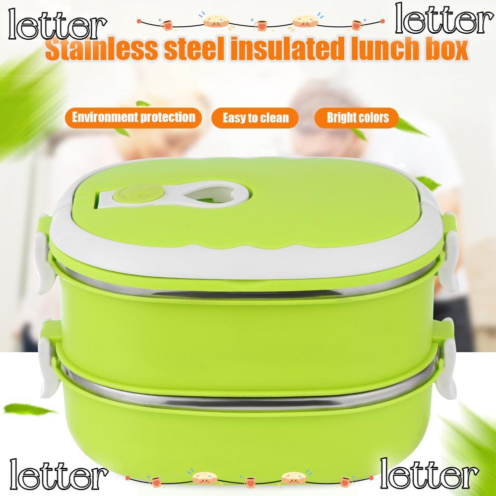 LETTER 900/1800ML Eco-friendly Warmer Box Leak-proof Lunch Package Food Container Kitchen Storage Kids School Hot Insulated Thermal Stainless Steel/Multicolor