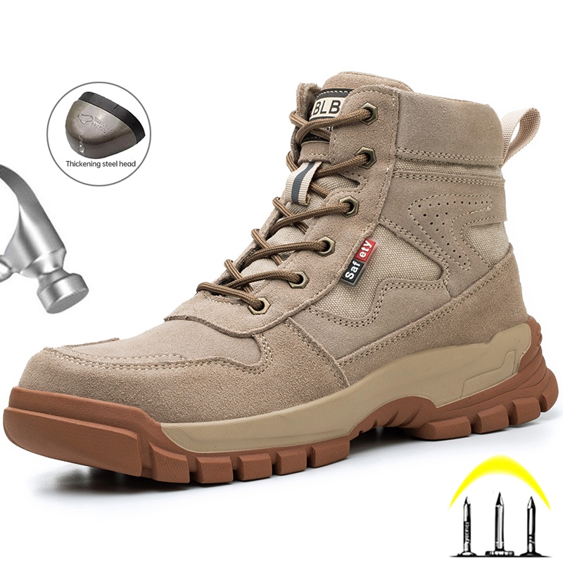 Indestructible Work Boots High Top Men Safety Shoes Male Anti-Puncture Safety Boots Men Work Shoes Construction Security Boots