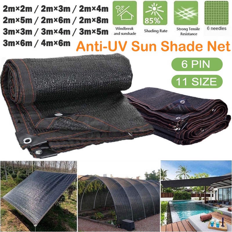 【READY STOCK】 Sun Shade Net Garden Anti-UV Shade Sail Outdoor Awnings Plant Sunblock Car Sun Shelter Cloth Smart Weather Net Jaring Hitam