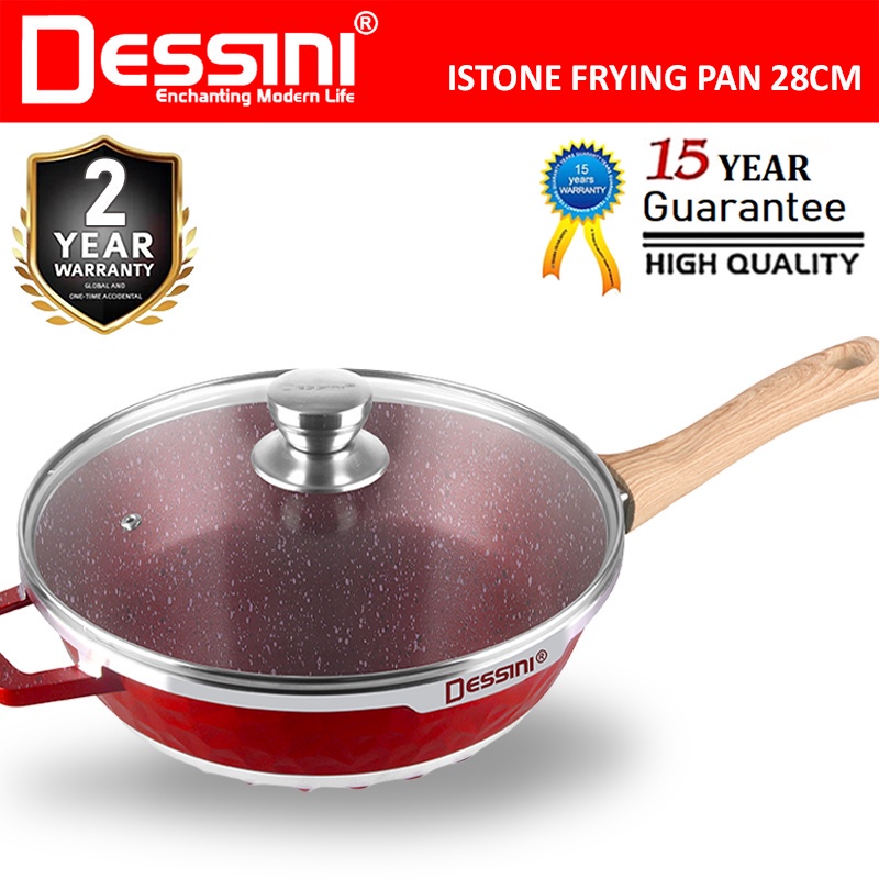 DESSINI iSTone Cookware Kuali Size 28cm Granite Aluminium Non Stick Casserole Pot Bowl Wok Fry Pan Periuk