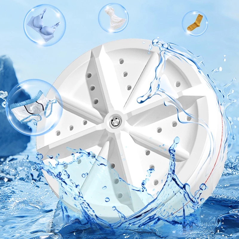 Ultrasonic Turbo Washing Machine Mini Laundry Portable Travel Washer Air Bubble and Rotating for Home Travel