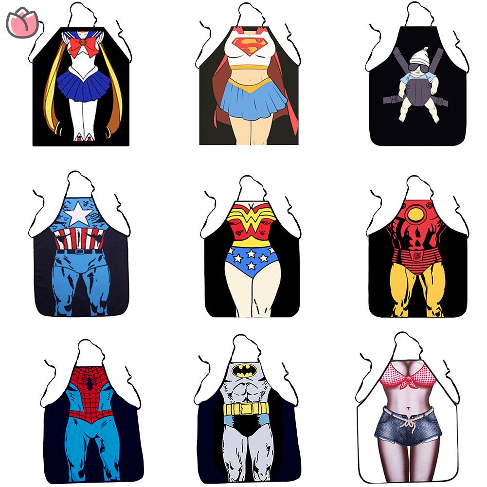 Funny Sexy Apron superhero Captain Waist Waterproof Chef BBQ Kitchen Cooking Women Men Aprons