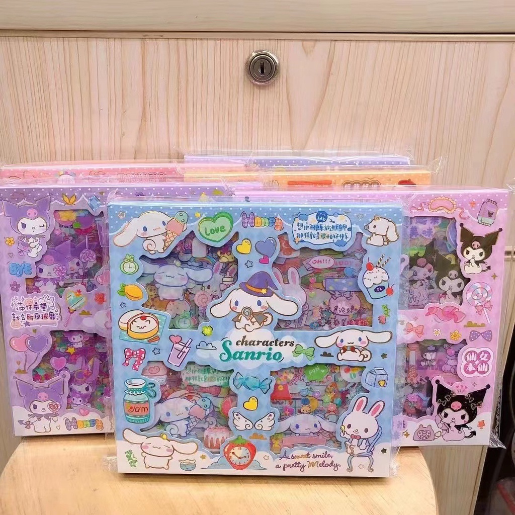 32 Sheets Stickers Sanrio Melody Cinnamoroll Laser Sticker Student DIY Scrapbooking Journal Decoration