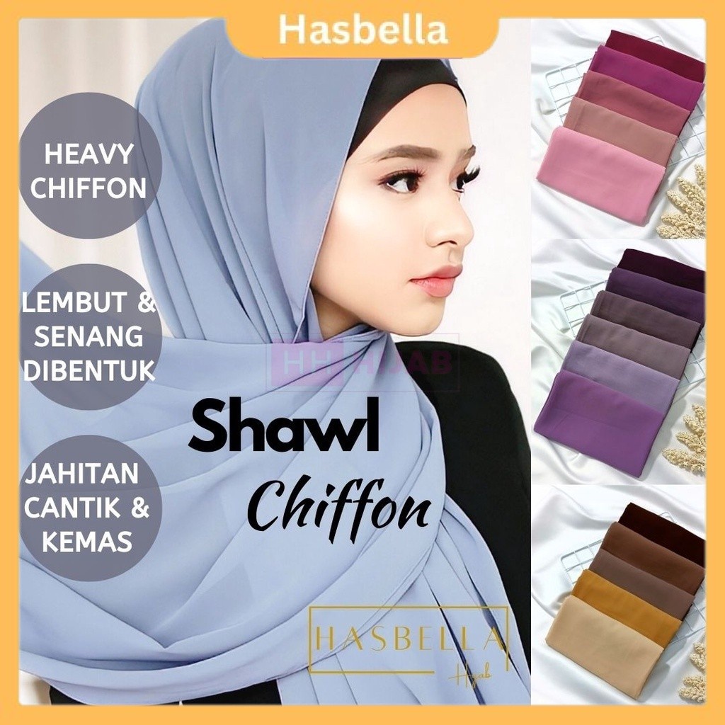 Tudung Shawl Keknis Heavy Chiffon Plain Selendang Voile Silk Selesa 1.8 veil meter Raya 2023 Cotton Eyelash C22 SHC01