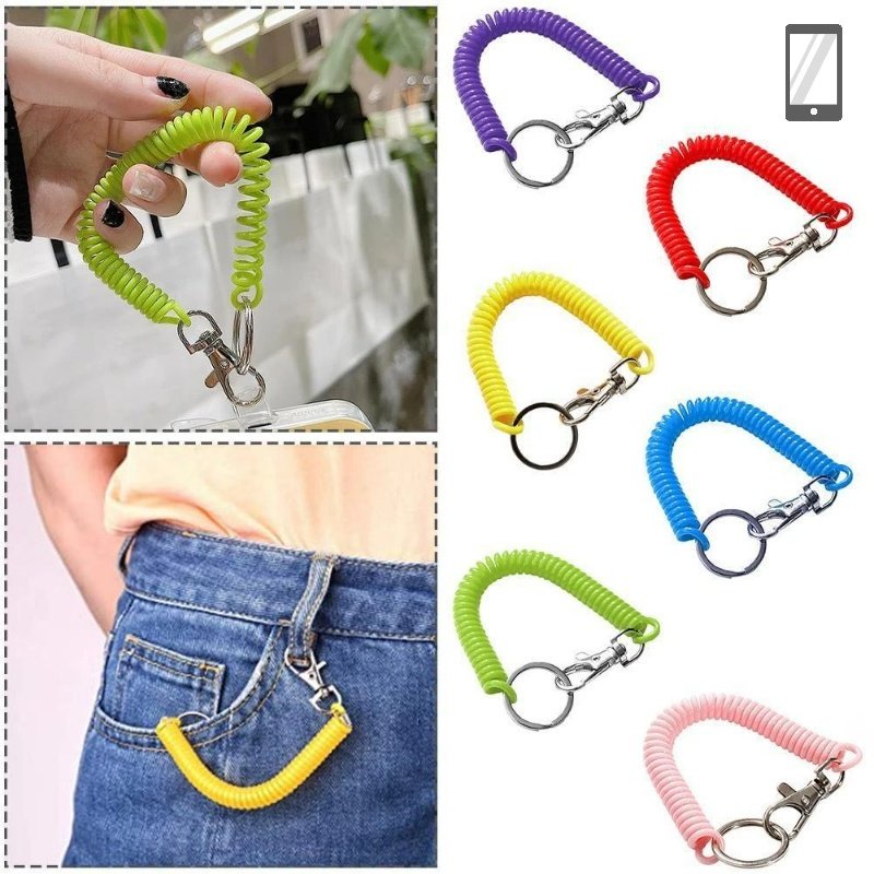 Multifunctional Spiral Elastic Spring Rope Key Lanyard / Popular Retractable Theftproof Anti-lost Security Stretch Phone Keychain