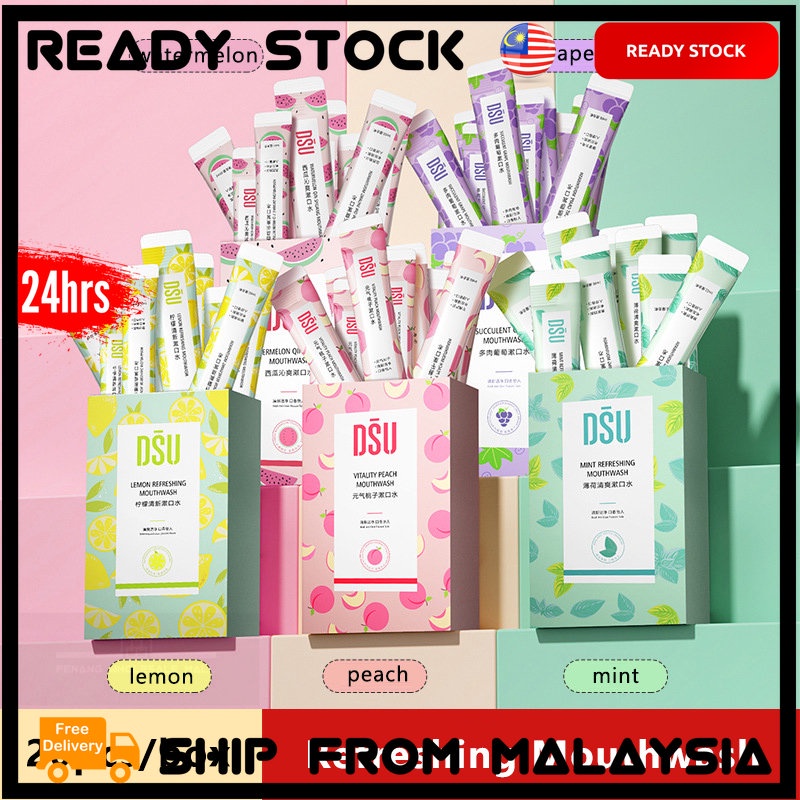 20pcs / Box 10ml Anti Oral Odor Mouthwash Removes Bad Breath Dental Stains Cleaner Mint Peach Lemon Watermelon Flavor