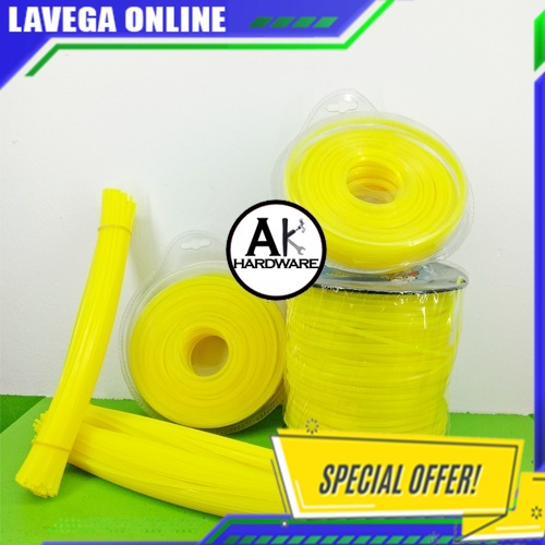 YELLOW GRASS CUTTER NYLON TRIMMER LINE 100PCS GRASS STRING 2.4MM GRASS CUTTING LINE TALI MESIN POTONG RUMPUT