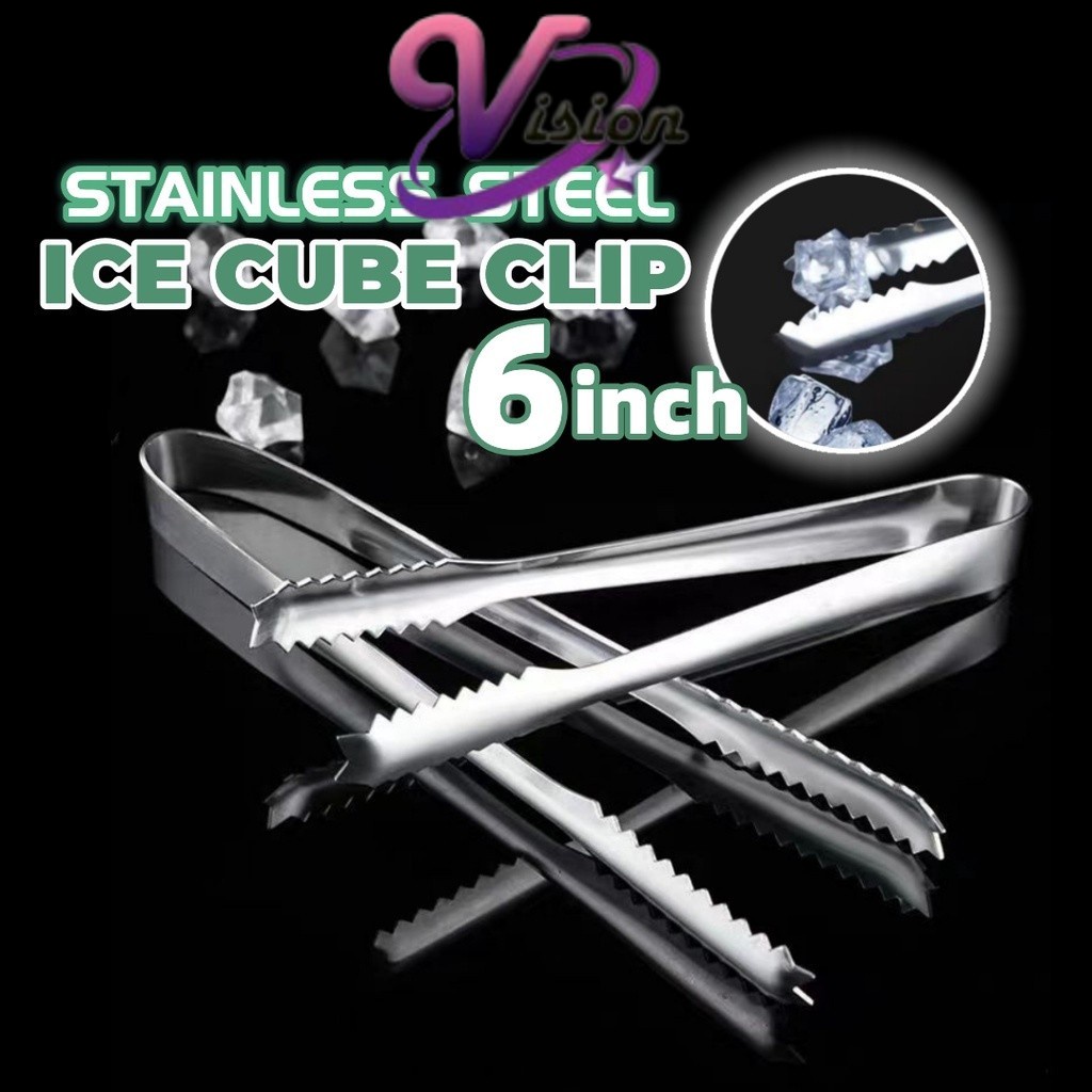 (15cm) Stainless Steel Ice Cube Clip Tongs Ice Clamp Barbecue Clip Bread Gripper Food Kitchen Gadget Clipper Sugar Tong