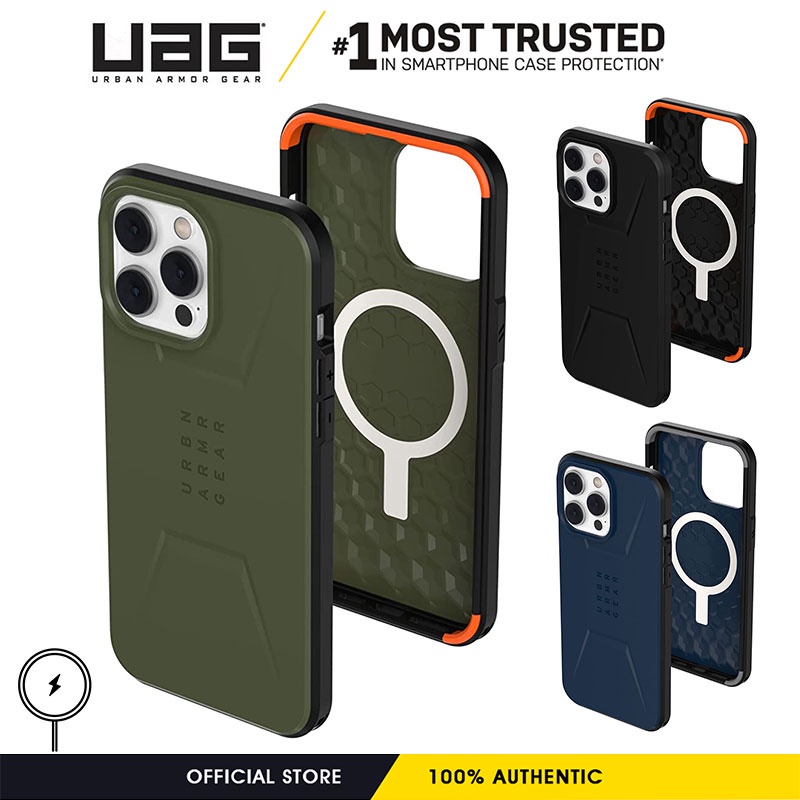 UAG Civilian Series Case for iPhone 14 Pro Max / iPhone 14 Plus / iPhone 13 Pro Max Phone Case Build-in Magnet Compatible with Charging Sleek Ultra Thin Slim Protective Cover