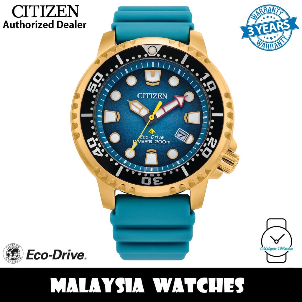 (100% Original) Citizen BN0162-02X Eco Drive Divers Blue Dial Stainless Steel Case & Polyurethane Strap Watch