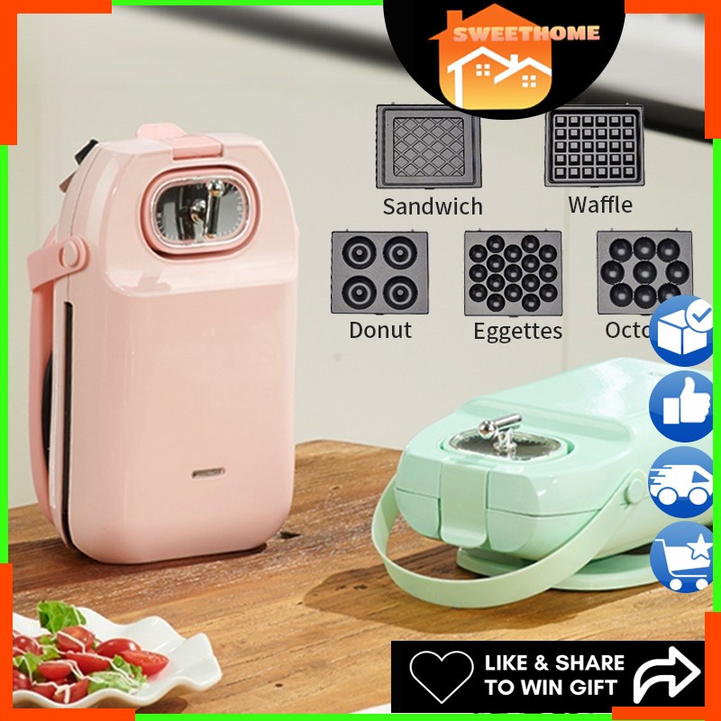 2 IN 1 Electric Sandwich Maker Waffle Maker Time Control Breakfast Maker Bread Maker Machine Automatic power off