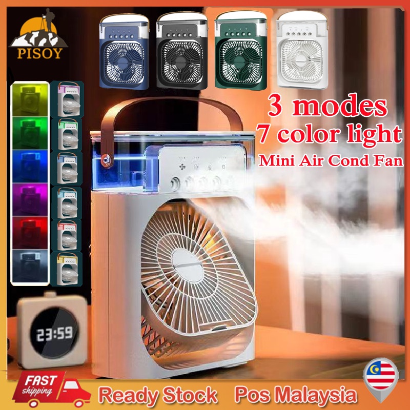 Kipas Mini Air Cooler Fan 6 Inches Portable Cooling Fans With 5 Sprays 7 Color Light Air Conditioner