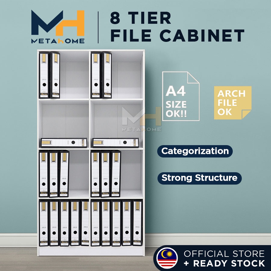 Office File Cabinet 8 Tier A4 Bookshelf Rak Buku Kabinet Home Shelves School File Rack Furniture Document Organizer