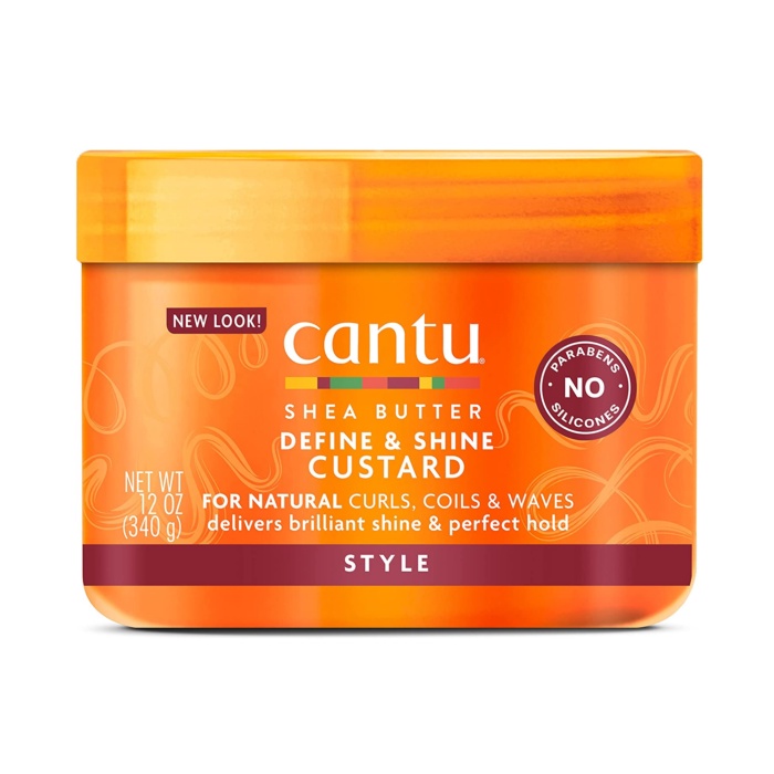 Cantu Define & Shine Custard with Shea Butter for Natural Hair, 12 oz, Elongates Curls and adds long-lasting hold.