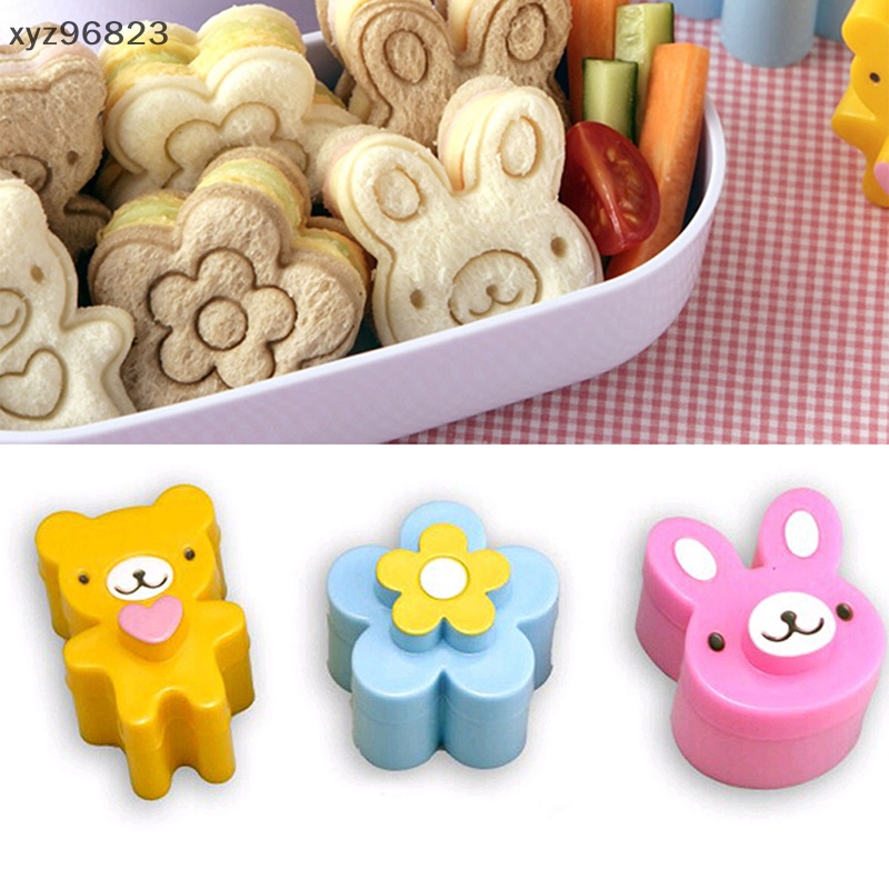 [xyz96823] 3 PCS Sandwich Crust Cutter Cookie Bread Mold Bento Maker Rabbit Panda Flower Boutique